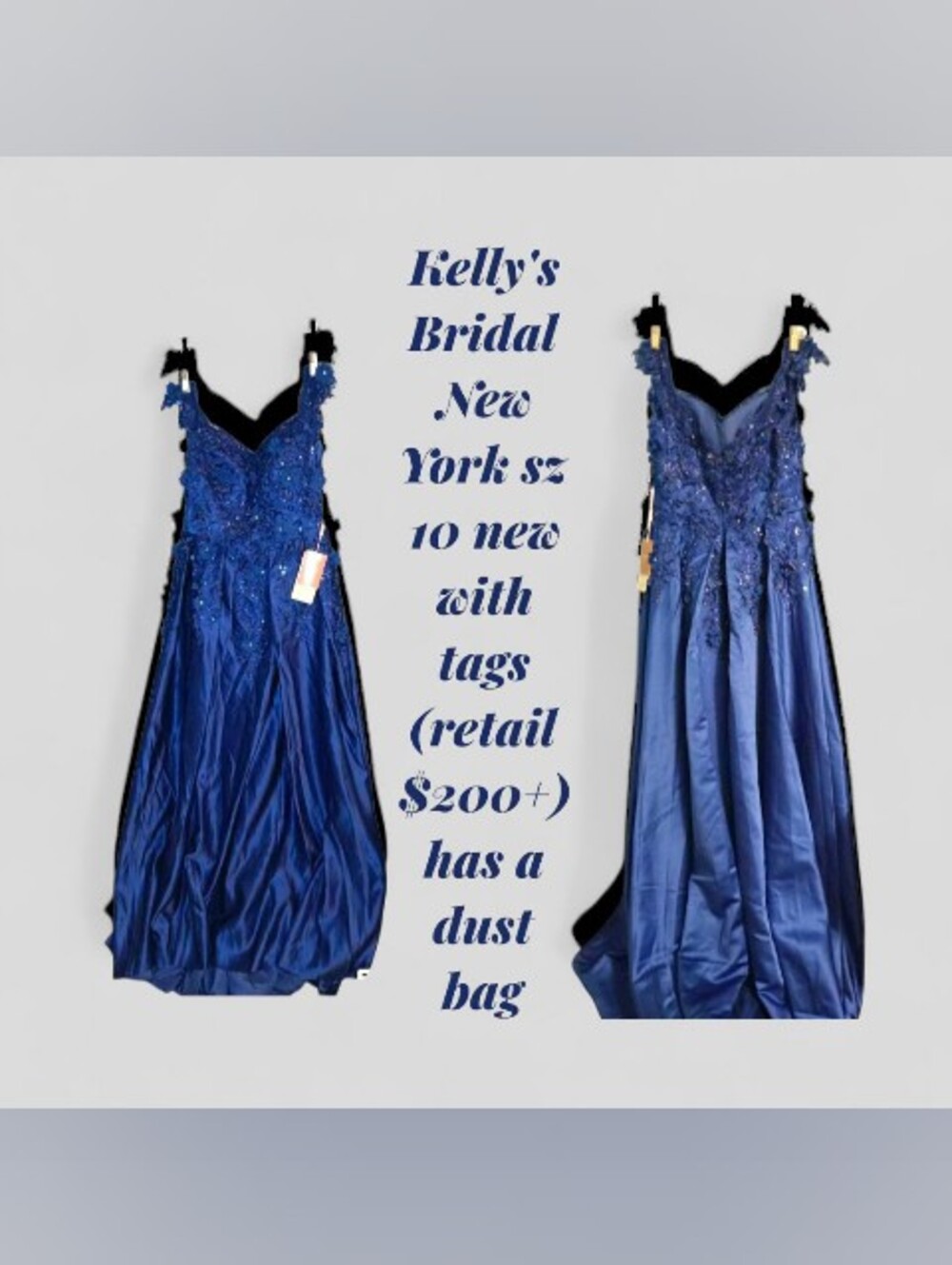 Royal Blue Beaded V-Neck Wedding Dress